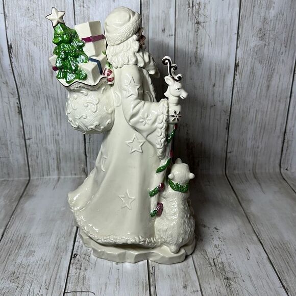 Santa Claus Porcelain Figurine with Animals Present Sack - Picture 6 of 7